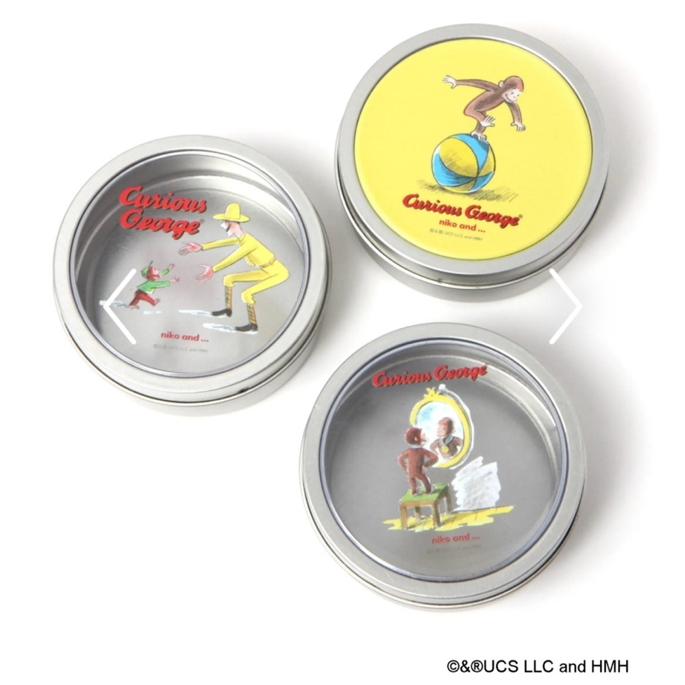 BNIB Japan Niko and…Curious George Magnet Tin Can Set